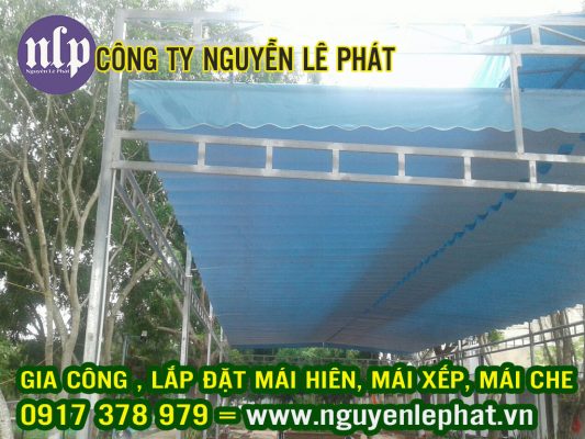 Thay bạt mái xếp , Lắp đặt mái che bạt xếp tại Phú Giáo Bình Dương giá rẻ