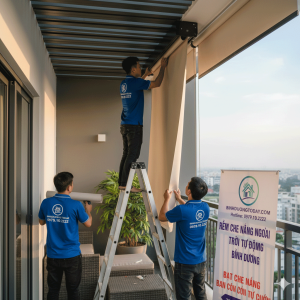 Rèm bạt che nắng mưa ban công sân thượng