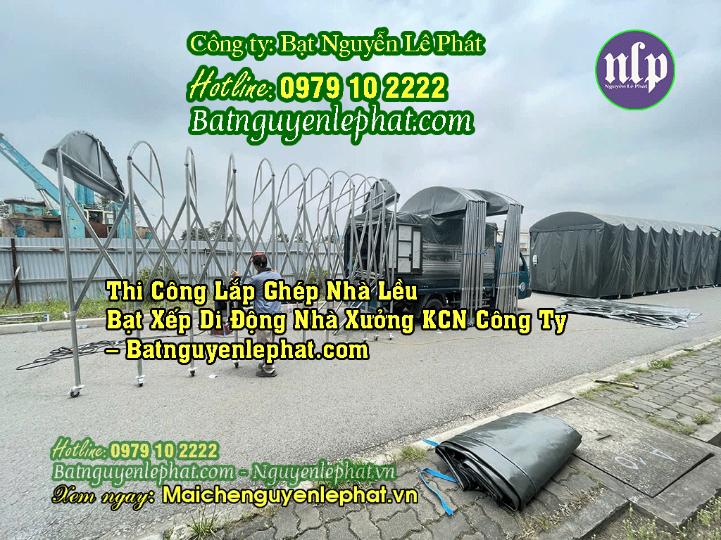 Nhà lều xếp di động 3x6m dựng cho công ty sản xuất Nhà lều xếp di động 3x6m dựng cho công ty sản xuất