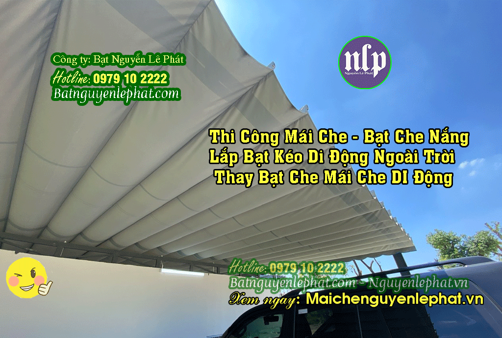 Thi công mái bạt kéo bạt xếp Thủ Dầu Một